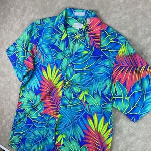 Michael Richards Mens Hawaiian Kramer Shirt‎ Tropical Floral Print Button Up M